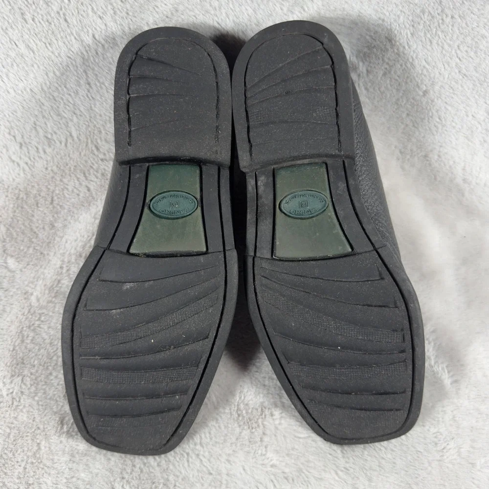 Sandro Moschino Black Leather Square Toe Slip On Loafer Shoes Men‎ 10D